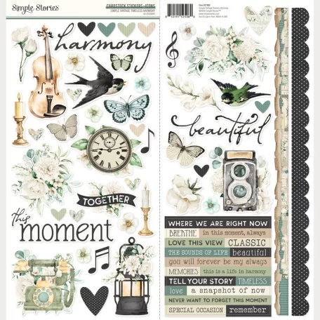 Simple Stories Matrica 12" (30 cm) Simple Vintage Timeless Harmony Cardstock Stickers Icons (1 ív)