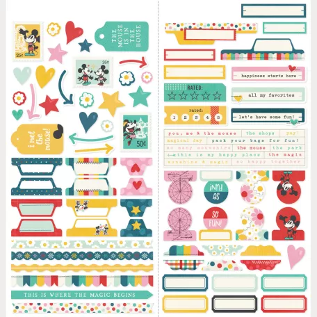 Simple Stories Matrica 12" (30 cm) Say Cheese Happiest Place Cardstock Stickers Basics (1 ív)