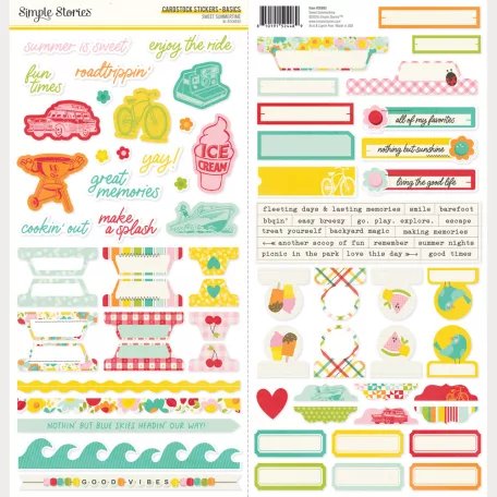 Simple Stories Matrica 12" (30 cm) Sweet Summertime Cardstock Stickers Basics (1 ív)