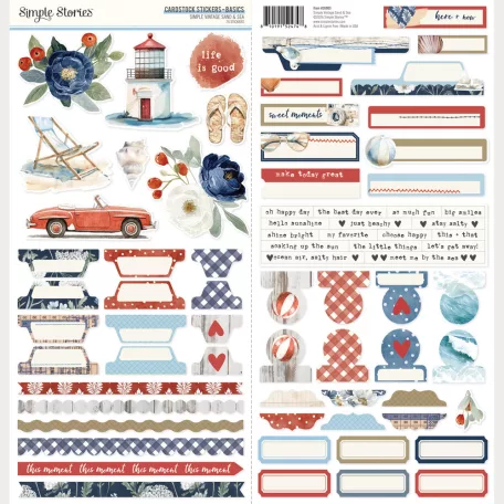 Simple Stories Matrica 12" (30 cm) Simple Vintage Sand & Sea Cardstock Stickers Basics (1 ív)