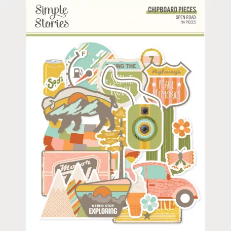 Simple Stories Chipboard matrica Open Road Chipboard Pieces (1 ív)