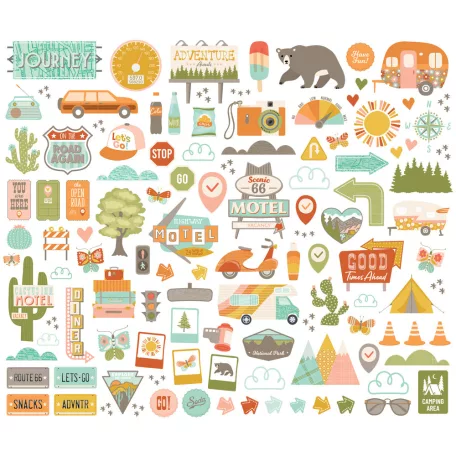 Simple Stories Kivágatok Open Road Bits & Pieces (1 csomag)