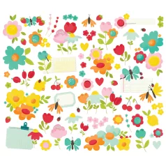   Simple Stories Kivágatok Sweet Summertime Floral Bits & Pieces (1 csomag)