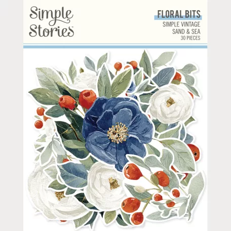 Simple Stories Kivágatok Simple Vintage Sand & Sea Floral Bits & Pieces (1 csomag)