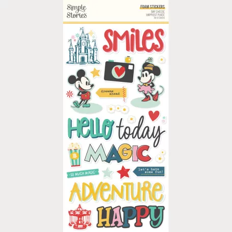 Simple Stories Matrica Say Cheese Happiest Place Foam Stickers (2 ív)