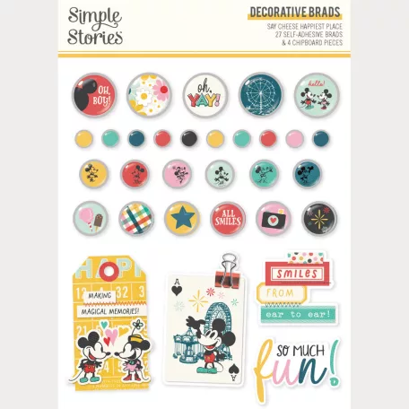 Simple Stories Díszítőelem Say Cheese Happiest Place Decorative Brads (1 csomag)