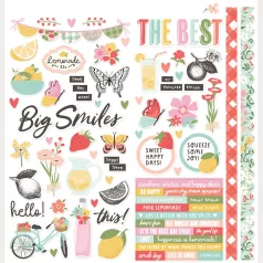   Simple Stories Matrica 12" (30 cm) Pink Lemonade Cardstock Stickers Icons (1 ív)