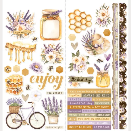 Simple Stories Matrica 12" (30 cm) Simple Vintage Lavender Fields Cardstock Stickers Icons (1 ív)