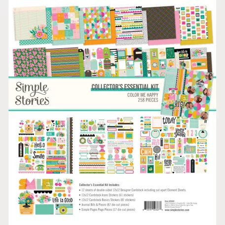 Simple Stories Scrapbook papírkészlet 12" (30 cm) Color Me Happy Collector's Essential Kit (1 csomag)