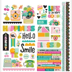   Simple Stories Matrica 12" (30 cm) Color Me Happy Cardstock Stickers Icons (1 ív)