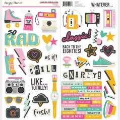   Simple Stories Matrica 12" (30 cm) Totally 80's Cardstock Stickers Icons (1 ív)