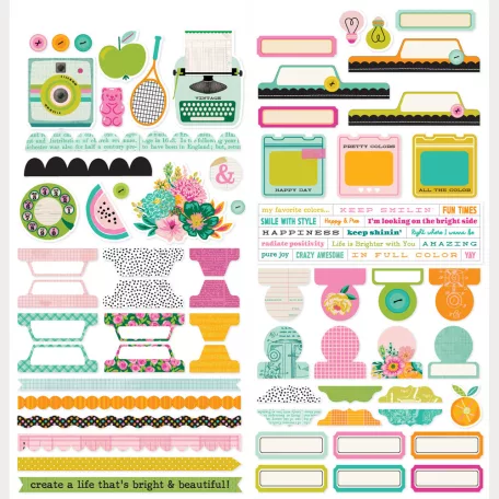 Simple Stories Matrica 12" (30 cm) Color Me Happy Cardstock Stickers Basics (1 ív)
