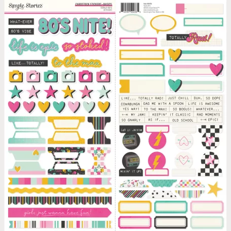 Simple Stories Matrica 12" (30 cm) Totally 80's Cardstock Stickers Basics (1 ív)