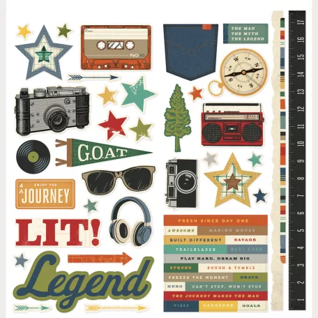 Simple Stories Matrica 12" (30 cm) Rustic Legend Cardstock Stickers Icons (1 ív)