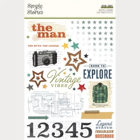 Simple Stories Kaparós matrica Rustic Legend Rub Ons (1 ív)