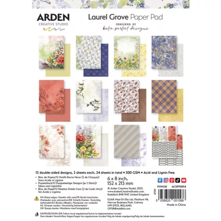 Arden Creative Studio Papírkészlet 6"x8" (15x20cm) Laurel Grove Paper Pad (1 csomag)