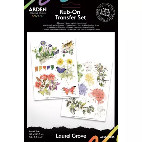 Arden Creative Studio Papírkészlet 6"x8" (15x20cm) Laurel Grove Rub-On Transfer Set (1 csomag)