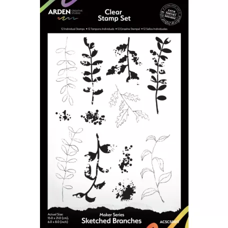 Arden Creative Studio Szilikonbélyegző 6"x8" (15x20cm) Laurel Grove Maker Series  Clear Stamp Set Sketched Branches (1 csomag)