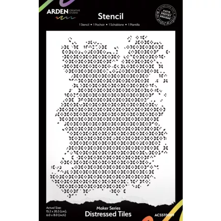 Arden Creative Studio Stencil 6"x8" (15x20cm) Laurel Grove Maker Series  Stencil Distressed Tiles (1 csomag)