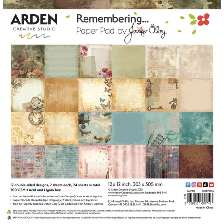 Arden Creative Studio Papírkészlet 12" (30 cm) Remembering...  Paper Pad (1 csomag)