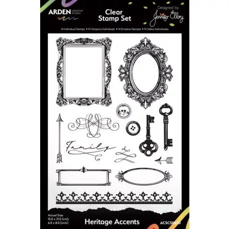 Arden Creative Studio Szilikonbélyegző 6"x8" (15x20cm) Remembering…  Clear Stamp Set Heritage Accents (1 csomag)