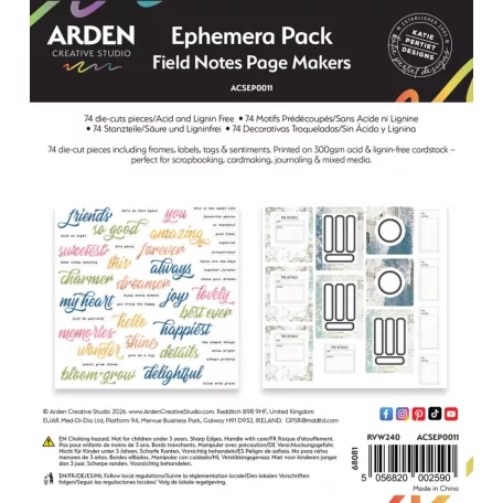 Arden Creative Studio Kivágatok Field Notes Page Makers Ephemera Pack (1 csomag)