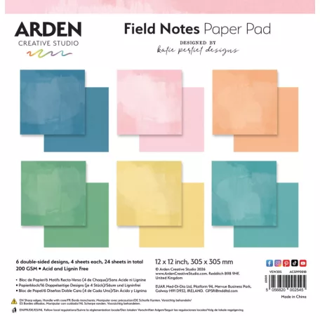 Arden Creative Studio Papírkészlet 12" (30 cm) Field Notes Solids  Paper Pad (1 csomag)