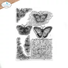   ECD Szilikonbélyegző - Evening Rose Stamp Butterflies and Swirls (1 csomag)