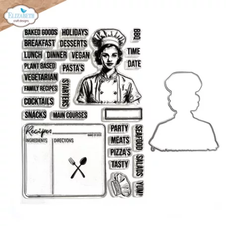 ECD Szilikonbélyegző + Vágósablon - Card Lab Stamp and Die Set Let's Cook (1 csomag)