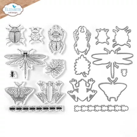 ECD Szilikonbélyegző + Vágósablon - Sunny Days Stamp & Die Set Beetles and Bugs (1 csomag)