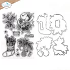 ECD Szilikonbélyegző + Vágósablon - Golden Season Stamp & Die Set Deck the Halls (1 csomag)