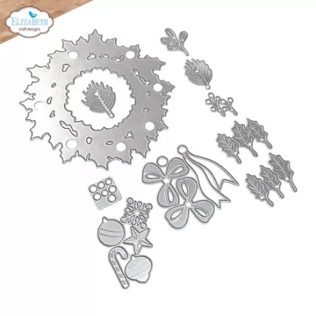 ECD Vágósablon - Festive Holly Die Holiday Wreath (1 csomag)