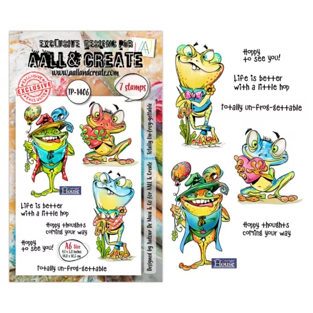 AALL & CREATE Szilikonbélyegző Pun & Paws A6 Stamp Set Tottaly Un-frog-gettable