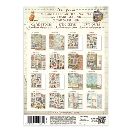 Stamperia Art of Travelling  Junk Journal Stickers, Cut-Outs, Backgrounds (1 csomag)