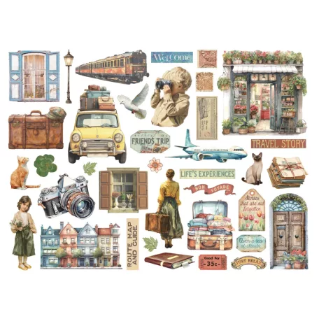 Stamperia Art of Travelling Kivágatok Die Cuts Assorted (1 csomag)