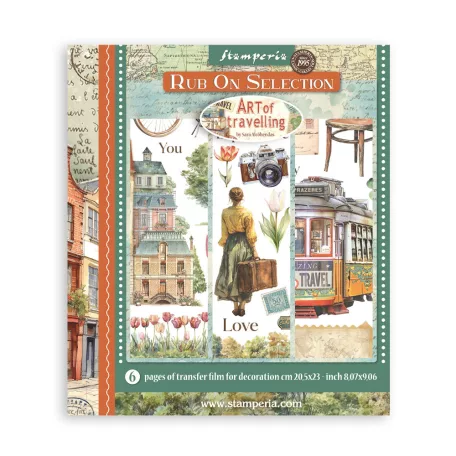 Stamperia Art of Travelling Kaparós matrica készlet  Assortment Rub-On (6 ív)