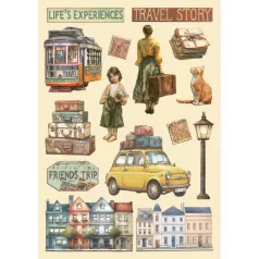   Stamperia Art of Travelling Fa dísíztőelem A5  Wooden Shapes (1 ív)
