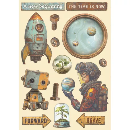 Stamperia A New Beginning Fa dísíztőelem A5  Wooden Shapes (1 ív)