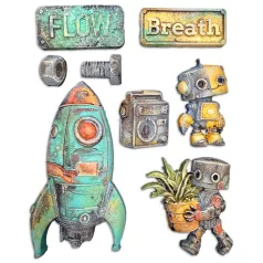   Stamperia Öntőforma A5 - A New Beginning - Spaceship and Robot - Soft Mould (1 db)