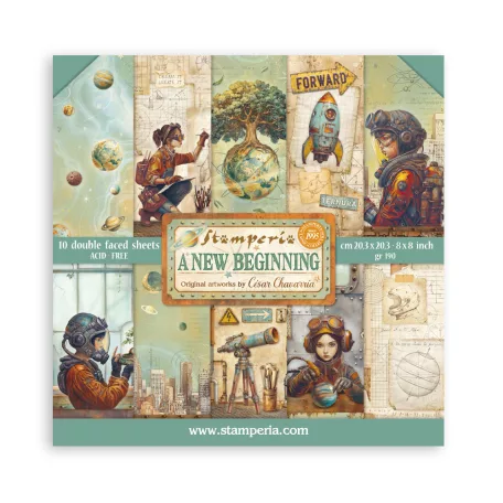 Stamperia A New Beginning Papírkészlet 8" (20 cm)  Paper Pack (Double Face) (10 ív)