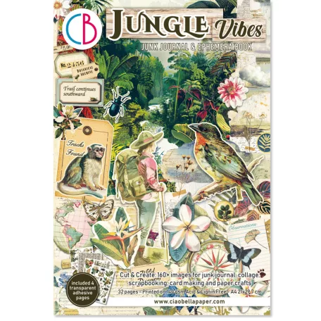Ciao Bella Jungle Vibes Kivágóív készlet A4 Junk Journal Ephemera Book (32 ív)