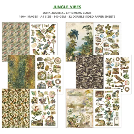 Ciao Bella Jungle Vibes Kivágóív készlet A4 Junk Journal Ephemera Book (32 ív)