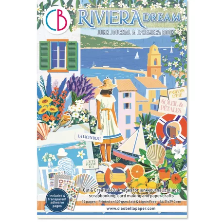 Ciao Bella Riviera Dream Kivágóív készlet A4 Junk Journal Ephemera Book (32 ív)