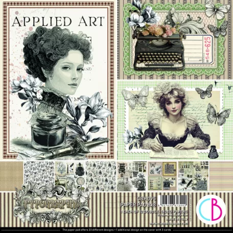 Ciao Bella Typographic Scrapbook papírkészlet 8" (20 cm) Paper Pad (12 ív)