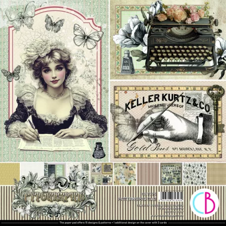 Ciao Bella Typographic Scrapbook papírkészlet 12" (30 cm) Patterns Pad (8 ív)
