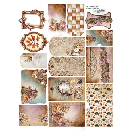 Alchemy of Art Szövet kivágóív  Lovely Autumn 01 Fabric extras to cut (1 ív)
