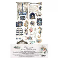  Alchemy of Art Kivágóív 6"x12" (15cm x 30 cm) Ocean Blue Extras to Cut Set (12 ív)