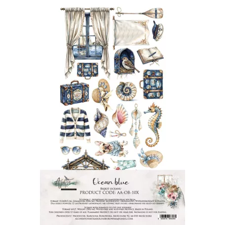 Alchemy of Art Kivágóív 6"x12" (15cm x 30 cm) Ocean Blue Extras to Cut Set (12 ív)