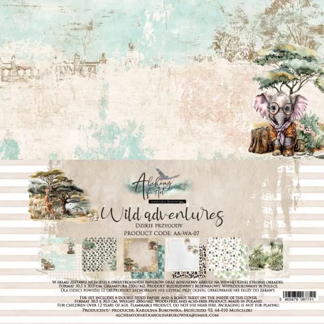 Alchemy of Art Scrapbook papírkészlet 12" (30 cm) Wild Adventures Paper Collection Set (12 lap)