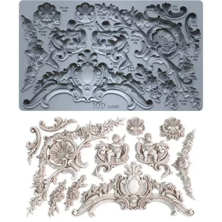 IOD Cadre - Barokk stílusú díszítőelem Öntőforma 6″X10″ Decor Mould (1 db)